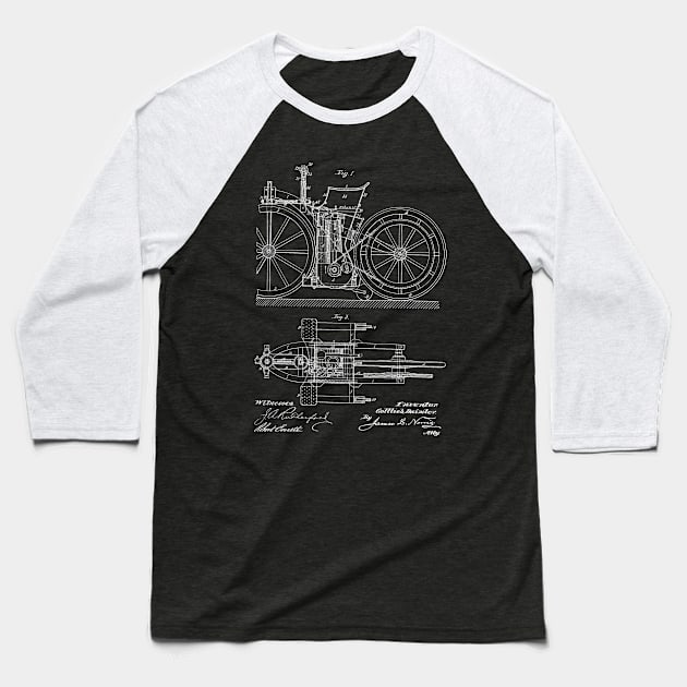 engine driven vehicle Vintage Patent Hand Drawing Baseball T-Shirt by TheYoungDesigns